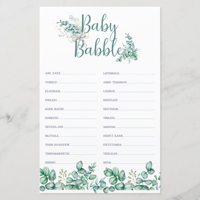 Baby Baby Baby shower de verdure (Devant)