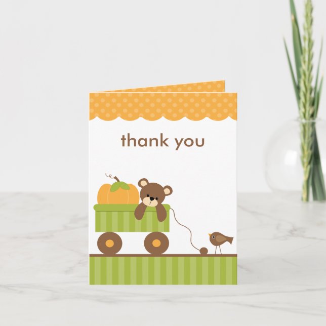 Baby Bear Automne en Wagon Cartes de notes (Devant)