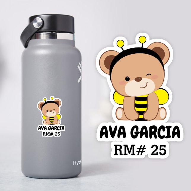 Baby Bear Bee Costume School Bottle Sticker (Créateur téléchargé)