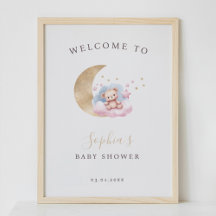 Baby Bear Gold Rose Stars Affiche de bienvenue