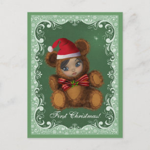 Baby Bear Père Noël première carte postale de Noël