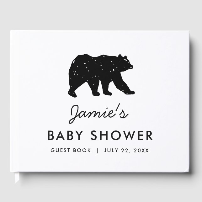 Baby Bear Woodland Baby shower moderne Livre d'or (Recto)