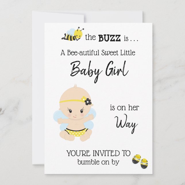 *~* Baby Bee Baby Girl Shower Invitation (Devant)