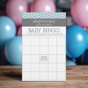 Baby Bingo - Baby-Shower-Spiel mit pastelblauen Ch
