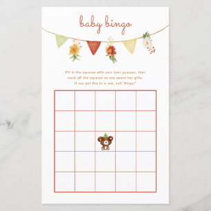 Baby Bingo Jeu Woodland Bear Baby shower d'automne