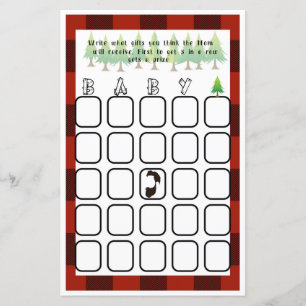 Baby Bingo Little Lumberjack Baby shower Jeu