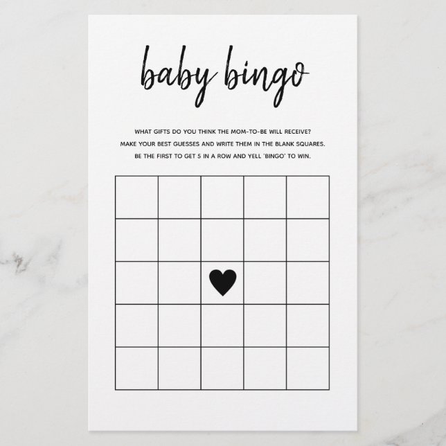 Baby Bingo minimaliste Baby shower jeu (Devant)