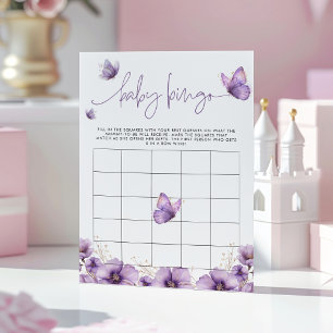 Baby Bingo Purple papillon Baby shower Carte de je