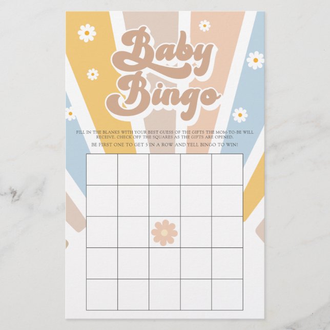 Baby Bingo Retro Sunshine Super Baby shower Jeu (Devant)