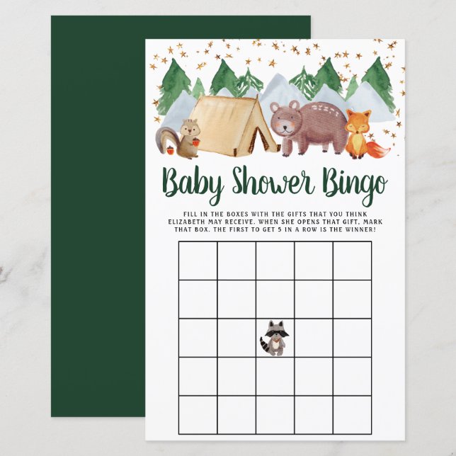 Baby Bingo Rustic Woodland Animaux Jeu de douche (Devant / Derrière)
