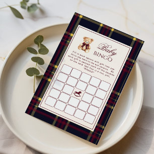 Baby Bingo Teddy Bear Red Plaid Baby shower jeu