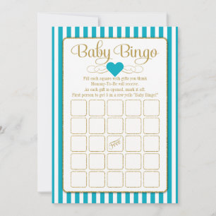Baby Bingo Turquoise Gold Baby shower Cartes de je