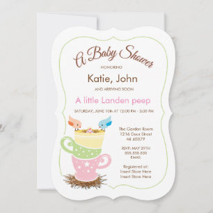 Baby Bird  Invitation de Baby showers filles