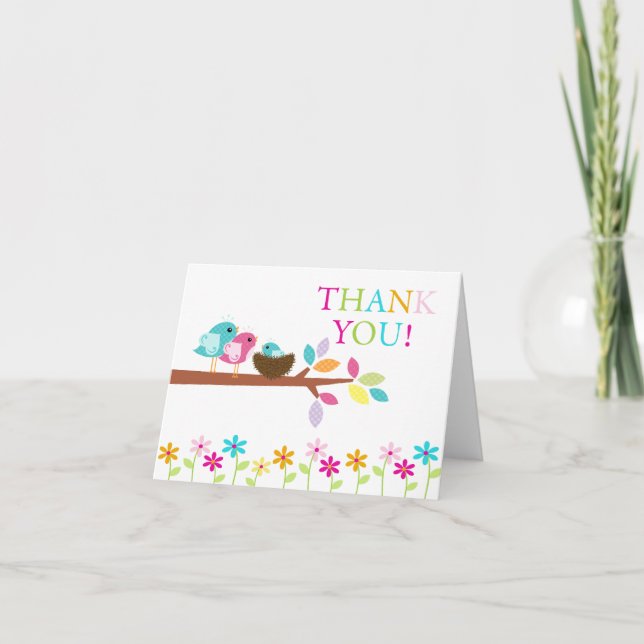 Baby Birds Nest Merci Carte de note (Devant)