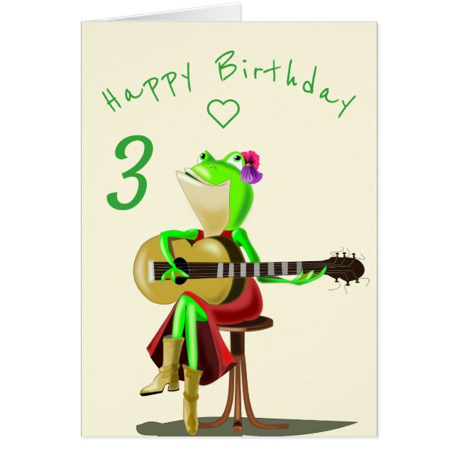 Baby Birthday Card Frog Jouer de la guitare Person (Devant)