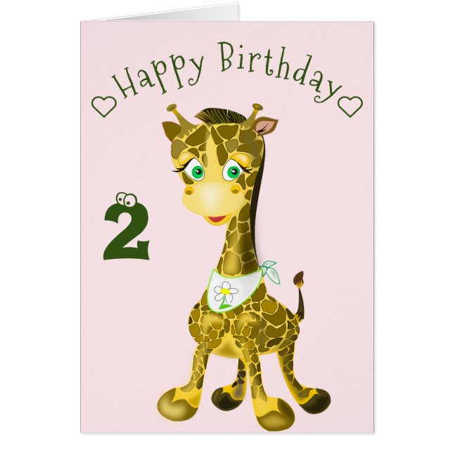 Baby Birthday Card happy Giraffe - Personnalisé (Devant)