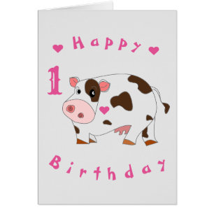 Baby Birthday Card Little Cow - Votre texte