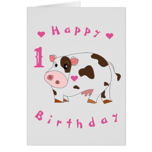 Baby Birthday Card Little Cow - Votre texte (Devant)