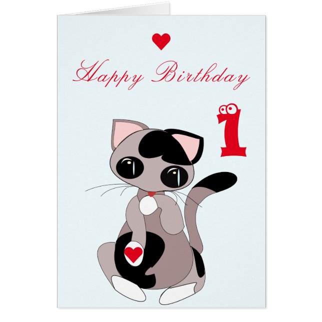 Baby Birthday Card Little Kitten - Personalized (Devant)