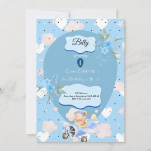 Baby Blue 1er invitation anniversaire