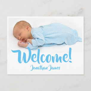 Baby Blue Birth Photo Faire-part Carte postale