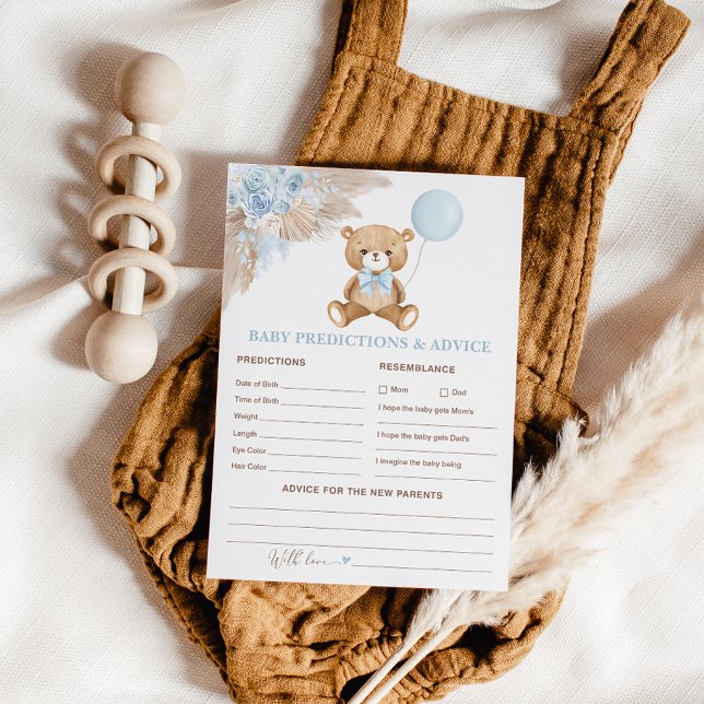 Baby Blue Boho Teddy Bear Prédictions Carte consei (Créateur téléchargé)