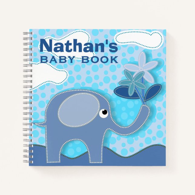 Baby Blue Elephant Livre personnalisé bébé (Devant)