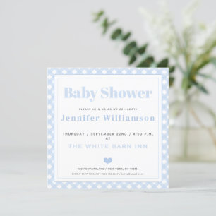 Baby Blue En vichy Motif Baby shower Invitation