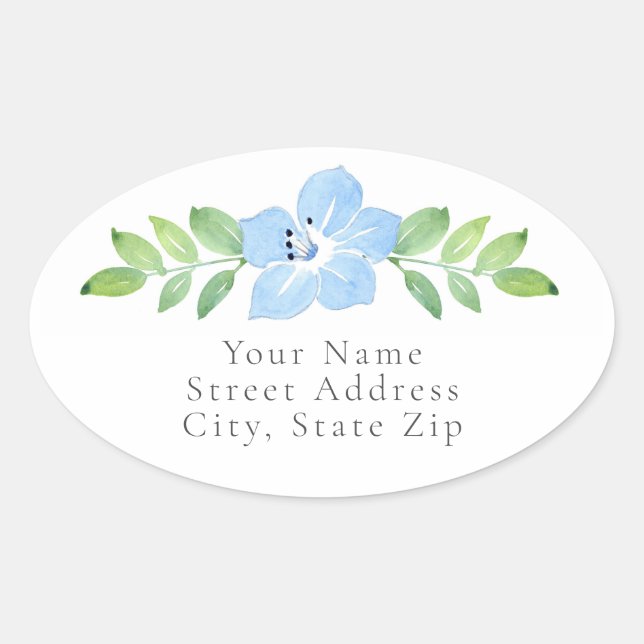 Baby Blue Eyes Aquarelle Floral Swag étiquettes (Devant)
