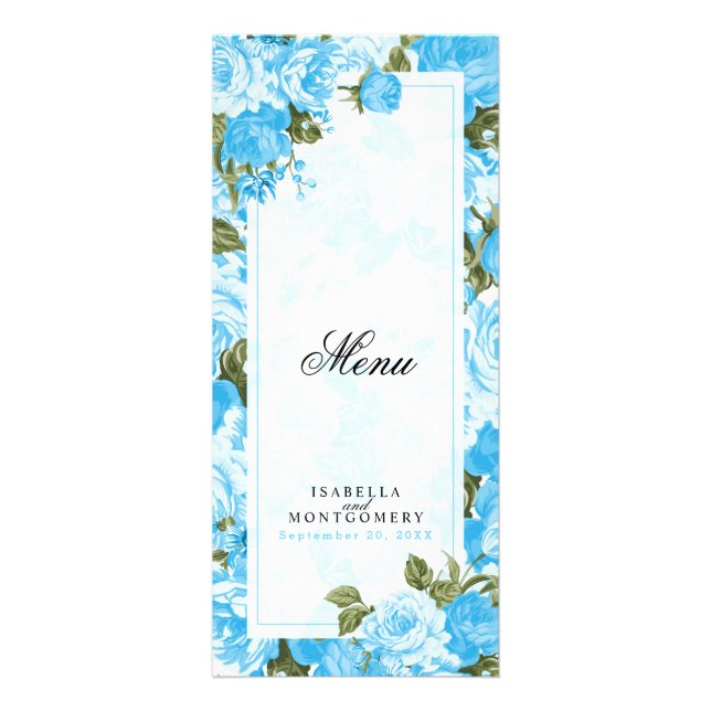 Baby Blue Floral Design - Menu (Devant)
