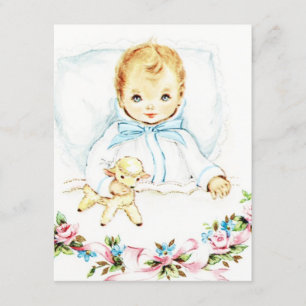 Baby Blue Invitation Vintage pour Fête de Naissanc