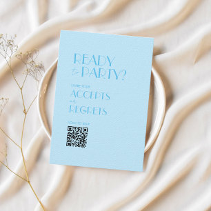 Baby Blue Ocean Bold Mariage code QR carte RSVP