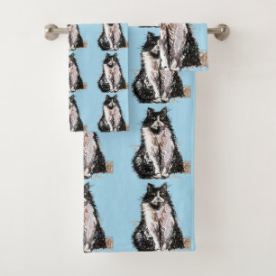 Baby Blue Tuxedo Black Cat Cats Girls Serviette
