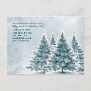 Baby Blue Winter Onederland Invitation Carte posta