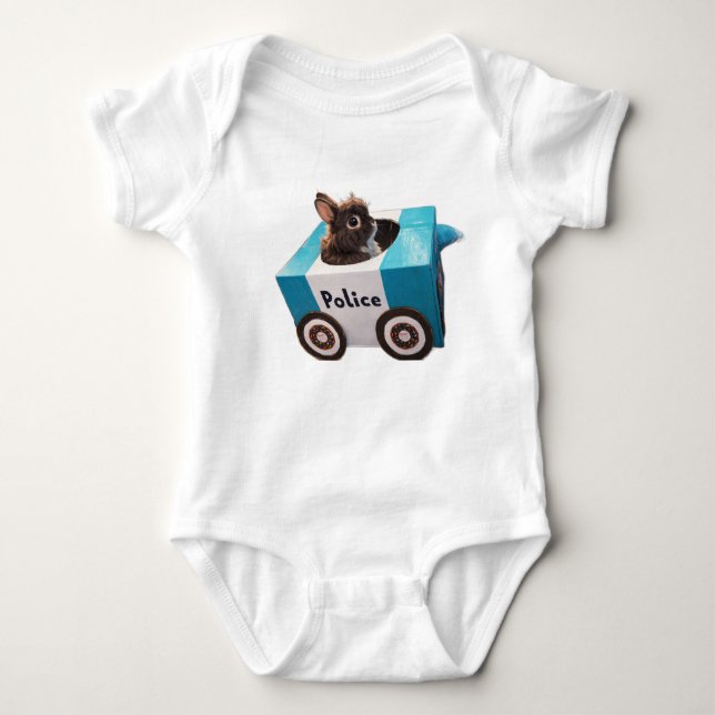 Baby Body Suit- Police Car Bunny Cute (Devant)