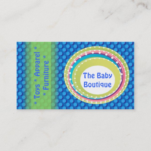Baby Boutique Blue Green Dots carte de visite (Devant)
