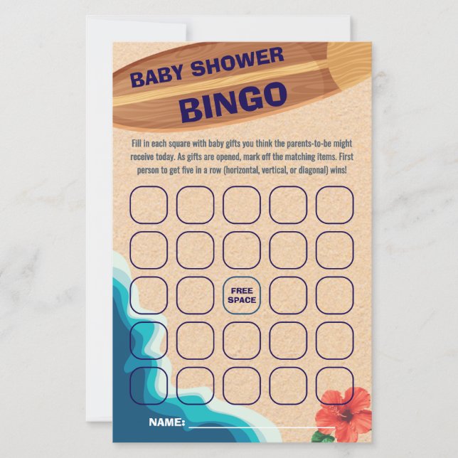 Baby Boy À Bord Baby shower Bingo Game Card (Devant)