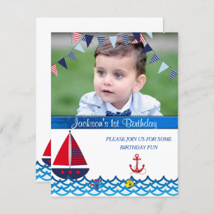 Baby Boy, Anniversaire, Nautique, Invitation Perso
