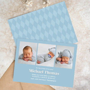 Baby Boy Birth Photo Collage personnalisé bleu