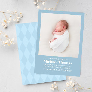 Baby Boy Birth Photo Custom Blue