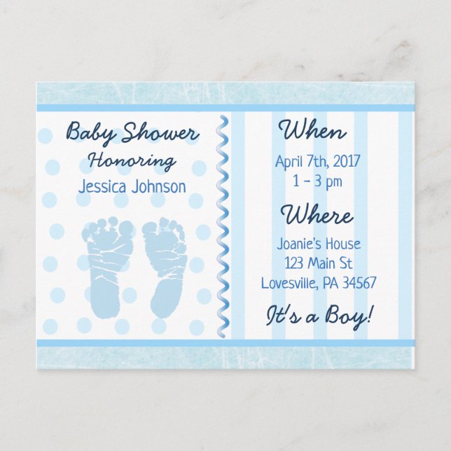 Baby Boy Blue Baby shower Invitation (Devant)