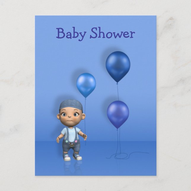 Baby Boy & Blue Balloons - Carte postale Baby show (Devant)