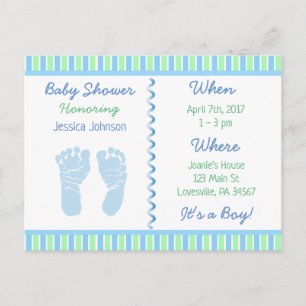 Baby Boy Blue et Green Baby shower Invitation