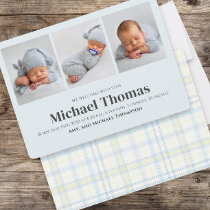 Baby Boy Blue Multi Photo Simple Cute Plaid