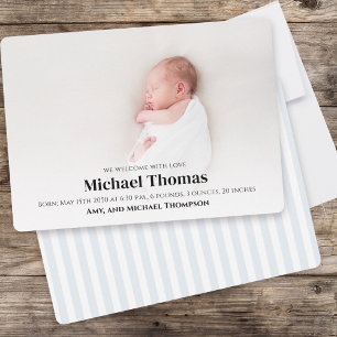 Baby Boy Blue Photo Simple Cute Stripes