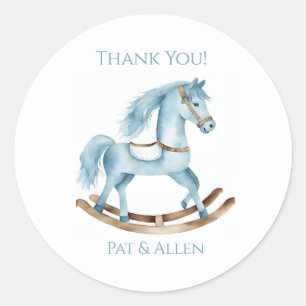 Baby Boy Blue Rocking Horse Stickers mignonne
