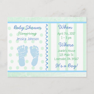 Baby Boy Blue Sage Green Baby shower Invitation