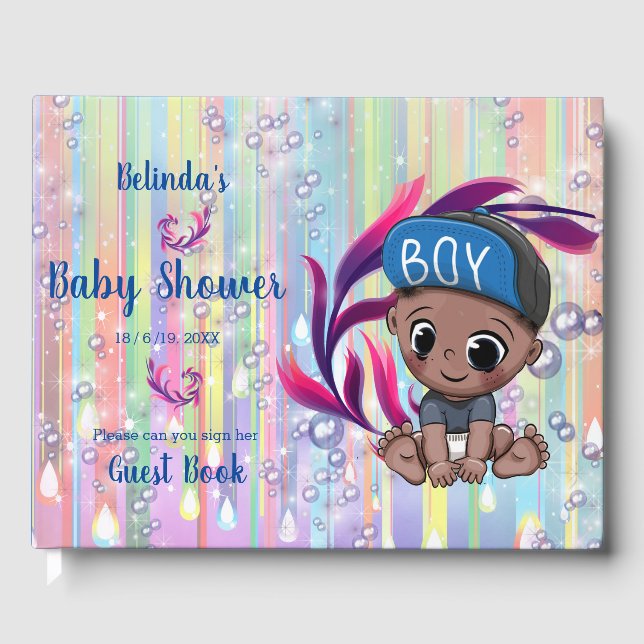 Baby Boy Bubbles & Unicorns Livre d'or (Recto)
