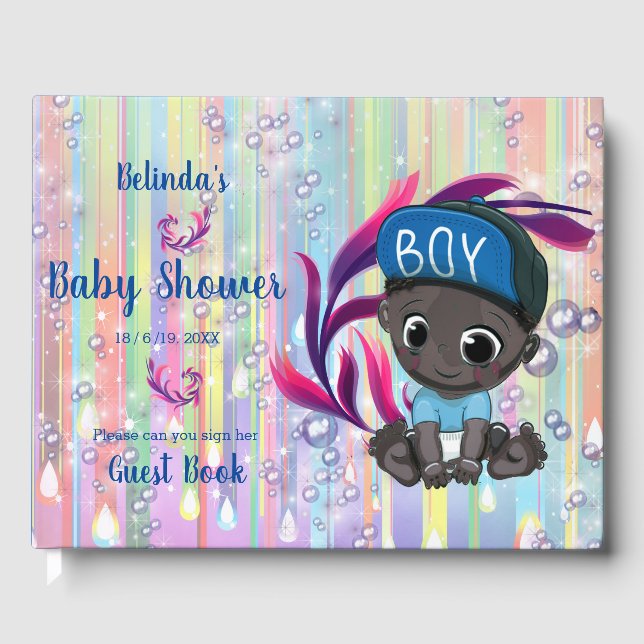 Baby Boy Bubbles & Unicorns Livre d'or (Recto)