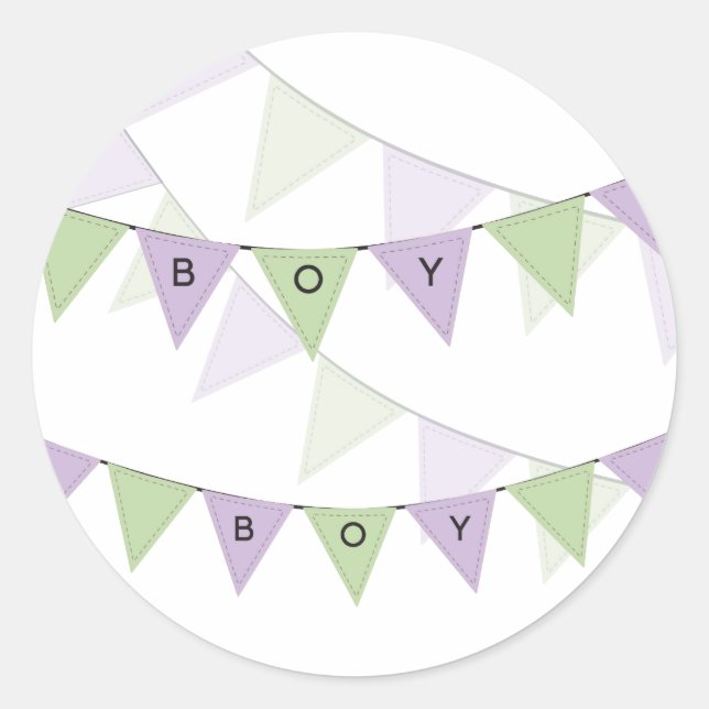 Baby Boy Bunting Banner Cupcake Topper Étiquette (Devant)